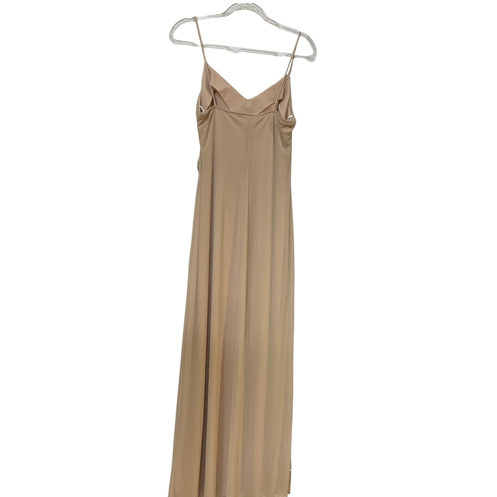 Eureka USA Beige Draped Evening Gown Sz L Y2K Glam Formal Prom Dress, Gala - Picture 3 of 13